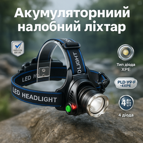 Налобный фонарь с линзой PLD-T115-PM30-TG, Яркий светодиодный мощный фонарь Мощный на голову JF-12
