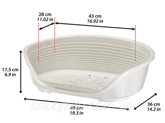 Пластиковий лежак для собак та котів Ferplast Siesta Deluxe 2 бордовий 49х36х17.5 см 70202929 | Зображення 1