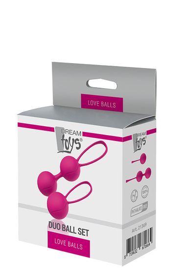 Вагінальні кульки набір для вправ Кегеля і тренування м’язів PLEASURE BALLS — силіконові, рожеві, з нитками | Зображення 2
