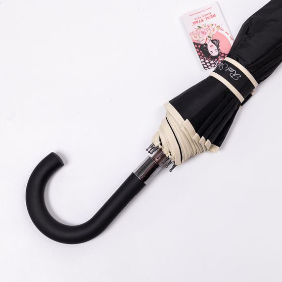 Класична парасолька-тростина з чохлом напівавтомат з поліестеру міцна надійна 12спиць діаметр 120 см Чорний HP-23-16B | Зображення 3