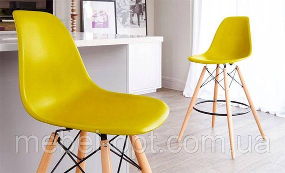 Барный стул Eames Bar Chair кремовый, сиденье из сверхпрочного пластика ABS | Зображення 1