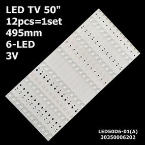 LED підсвітка TV 50" 495mm 6-led 3V LED50D6-01(A) LED50D6-ZC14AG-03 LED50D6-ZC14-01(A) 30350006201 12шт.