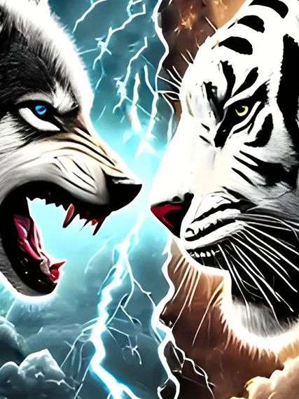 Мужская футболка 3D принт Битвы Волка и Тигра термо дышащая XXL 56 | Зображення 4