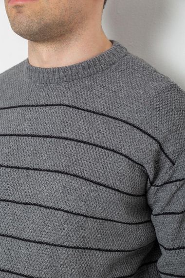 Светр чоловічий в смужку, колір сірий, 161R1057 | Зображення 4