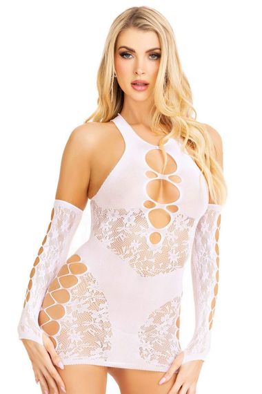 Міні-сукня Leg Avenue Mini dress and matching gloves Білий One Size
