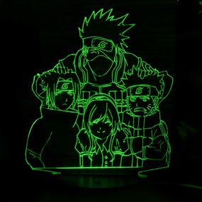 Акриловый светильник-ночник Какаши и Команда 7 зеленый tty-n001963