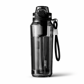 Пляшка для води 1500 мл (1.5 л) — Чорна, з Трітану (BPA-free) із ситечком для активного відпочинку