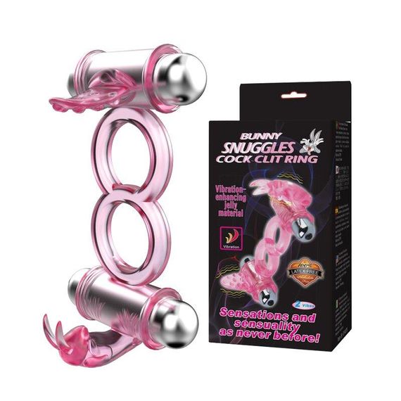 Ерекційне вібро кільце з стимулятором клітора BUNNY Snuggles, BI - 014079 Sex Aura