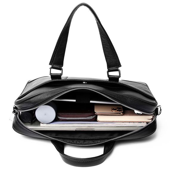 Сумка портфель чоловіча шкіряна для ноутбука 15,6" чорна | Зображення 4
