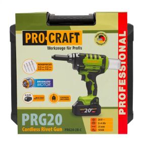 Аккумуляторный заклепочный пистолет Procraft PRG20 (с 2 акб и зп)