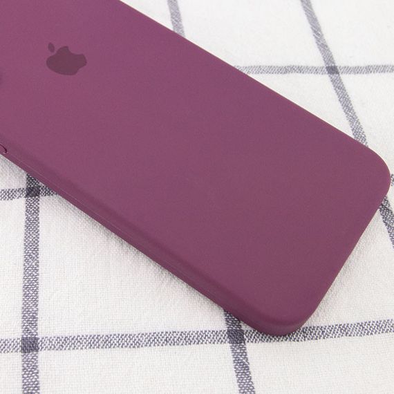 Чехол Silicone Case Square Full Camera Protective (AA) для Apple iPhone 7 / 8 / SE (2020) (4.7") Бордовый / Maroon | Зображення 1