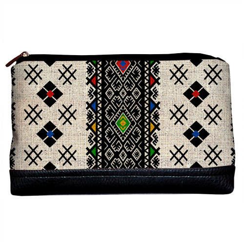 Косметичка дорожная женская Lovely Украинский орнамент черно-белый 26x15x8 см