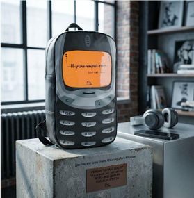 Городской рюкзак "Nokia 3310 Retro Style" - Черный с оранжевым