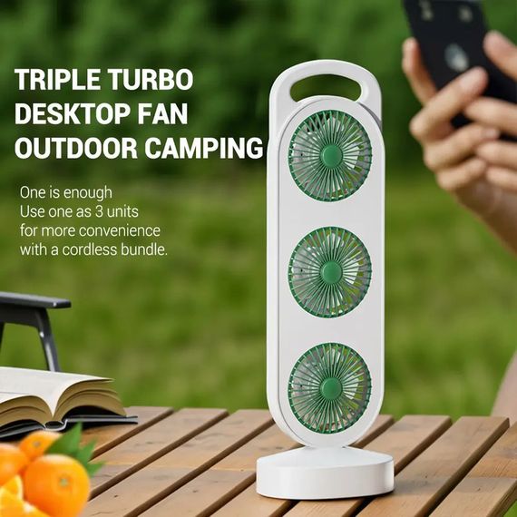 Трехголовочный вентилятор USB Перезаряжаемый XPRO Three head fan (45899-_250) | Зображення 3