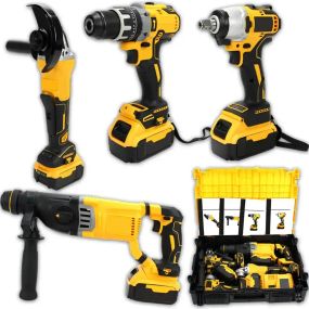 Набір 4 в 1 на акумуляторах Гайковерт Шуруповерт | Перфоратори | Болгарка