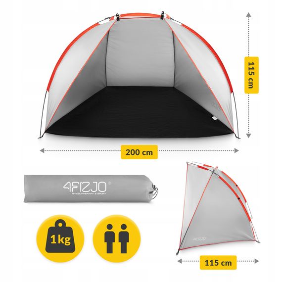 Намет пляжний 4FIZJO 200 x 115 см Grey (P-5905973401449) | Зображення 1