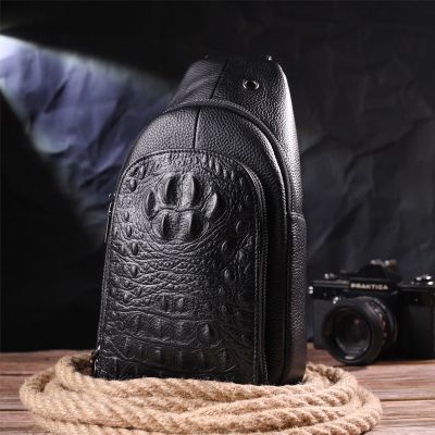 Сумка Vintage Слінг з натуральної фактурної шкіри Чорна (21400) | Зображення 2