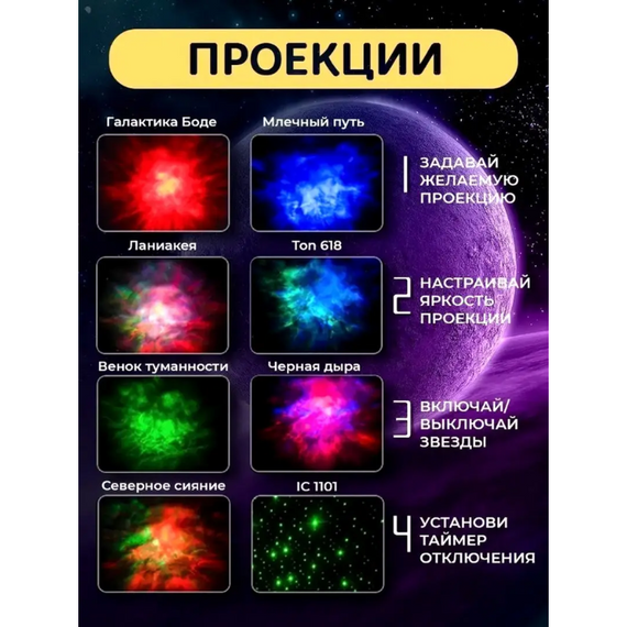 Ночник Космос 8в1, Світильник з пультом керування   знижка | Зображення 3