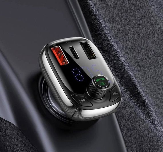 FM трансмиттер Baseus Lokomotive S-13 CCTM-B01 модулятор Bluetooth 2 USB 1 Type-C Черный | Зображення 6
