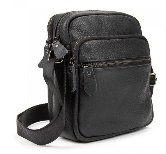 Мужская кожаная сумка планшетка Tiding Bag черная | Зображення 1