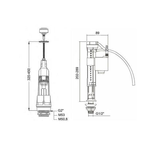 Lidz LT06 Комплект арматура з клапаном нижнього подавання 1/2, хром кнопка | Зображення 1