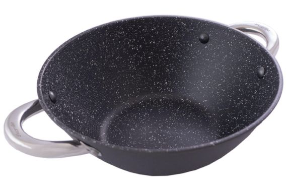 Сковорода-wok чугунная Kamille - 320 мм x 4,5 л мрамор с крышкой (4807MR) | Зображення 1