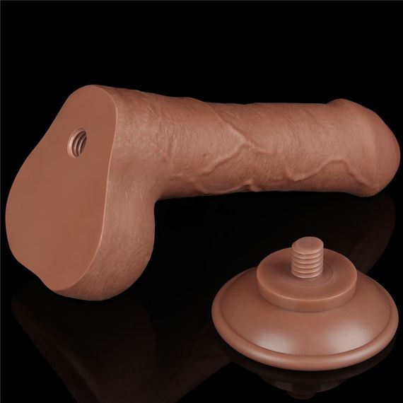 Фалоімітатор з мошонкою 7'' SLIDING SKIN DUAL LAYER DONG BROWN Sex Aura | Зображення 7