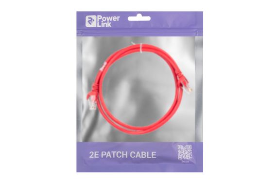 Патч-корд 2E Cat 5e,UTP,RJ45, 26AWG ,7/0.16 Cu, 1.00 m, PVC,Red (2E-PC5ECOP-100RD) | Зображення 2