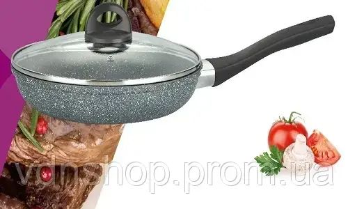 Сковорода  Benson BN-494 24см, h-6,3см, глубокая  мраморная антипригарная  покрытие