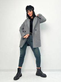 Женское короткое платье кашемировое принт елочка GF1218 цвет серый, размер 42/44