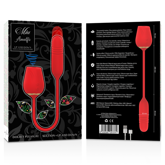 Вибратор 2 в 1 Amalfi, вакуум + фрикции, красный Mia (Испания) sexstyle | Зображення 5