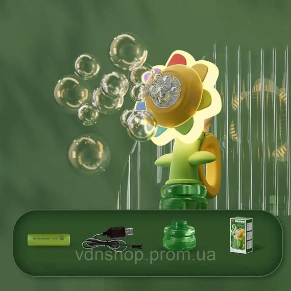 Генератор мыльных пузырей в форме подсолнуха с подсветкой Seven COLOR FLOWER | Зображення 1