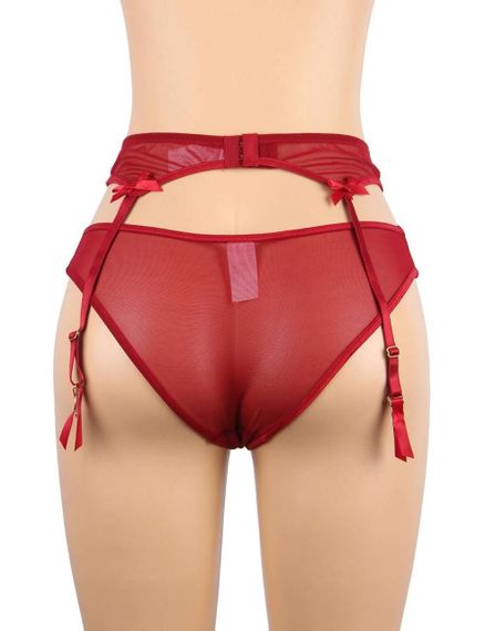 Сексуальні мереживні трусики Star Night з поясом і підв'язками для панчіх, червоний sexstyle | Зображення 6