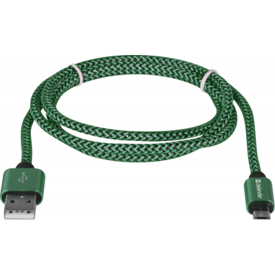 Дата кабель USB 2.0 AM to Micro 5P 1.0m USB08-03T green Defender (87804) | Зображення 1