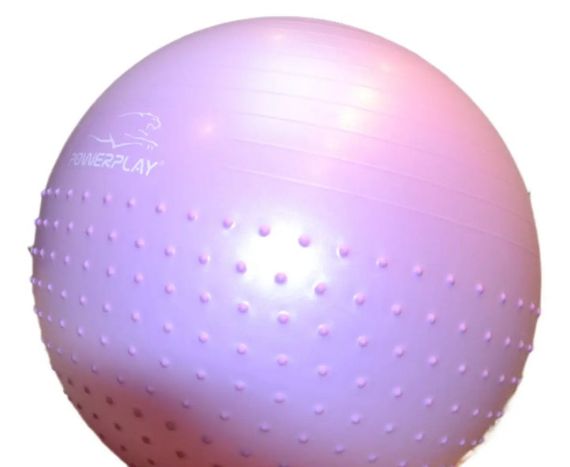 М'яч для фітнесу (фітбол) напівмасажний PowerPlay 4003 Ø75 cm Gymball Бузковий + помпа (PP_4003_75cm_Light-purple) | Зображення 2