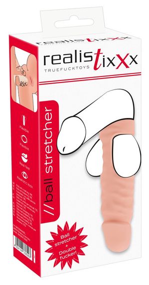 Насадка на мошонку для подвійного проникнення Realistixxx Ball Stretcher Double, тілесна Sex Aura