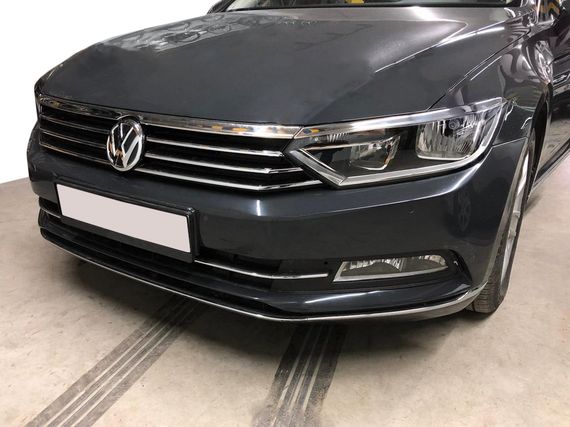 Накладка на фари і смужка (3 шт, нерж) OmsaLine - Італійська нержавійка для Volkswagen Passat B8 2015-2024 рр | Зображення 6