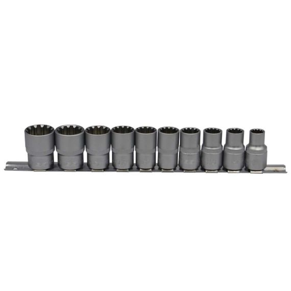 Набор универсальных головок SPLINE 1/2" 10 ед. CR-V SATINE Haisser 70192 | Зображення 1