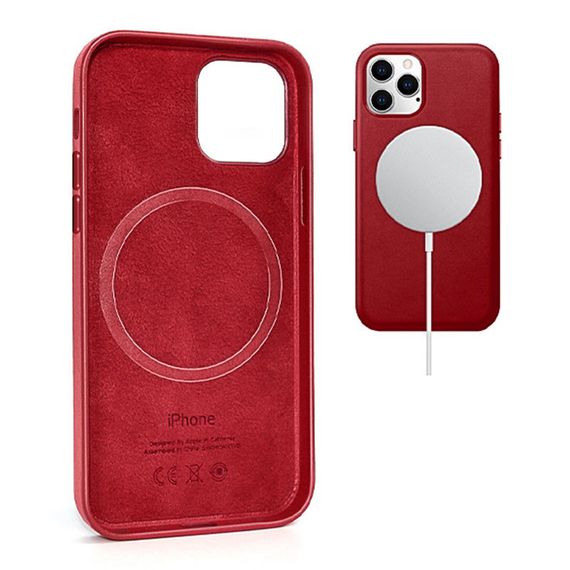 Кожаный чехол Leather Case (AAA) with MagSafe and Animation для Apple iPhone 12 Pro / 12 (6.1") | Зображення 2