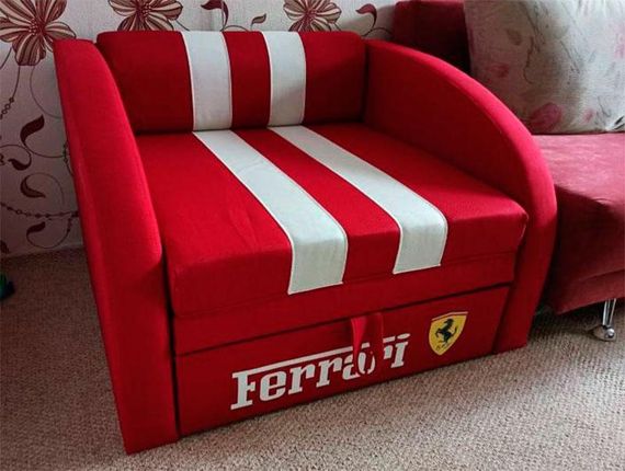 Детское раскладное кресло-кровать Smart SM 002 Ferrari красный с ящиком для белья, для детей и подростков | Зображення 1