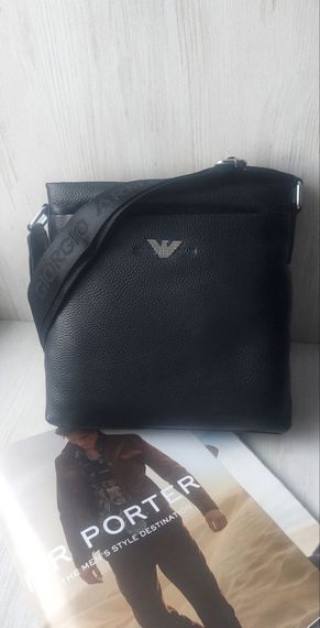 Чоловічі шкіряні сумки месенджер Armani black