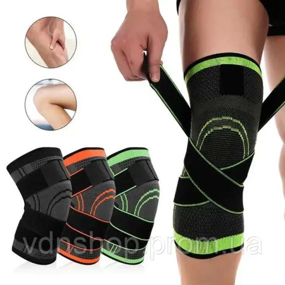 Наколенник Бандаж коленного сустава Knee Support Copper Черно-зелёный фиксатор колена Компрессионный от травм растяжений