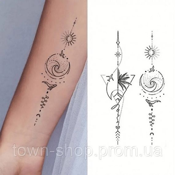 Набор детских временных тату "Черные мини №2" black-tattoo-mini-set-2-3, 30 штук по 9,5*5,5 см | Зображення 3