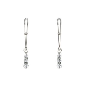 Тонкі затискачі для сосків з підвіскою Feral Feelings - Thin nipple clamps, серебро/прозорий sexstyle