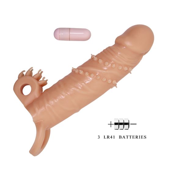 Насадка на пеніс з вібрацією Pretty Love Penis Sleeve Connor, тілесна | Зображення 5
