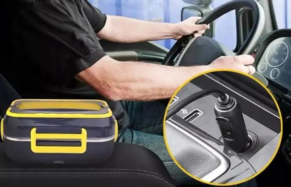 Ланч-бокс з підігрівом знімною чашею C21 1.5L від мережі 12V 40W Чорний з жовтим | Зображення 9