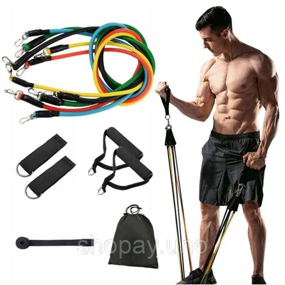 Лента для пилатеса exercise pipe, Набор резинок для фитнеса, Силовой эспандер упражнения OX-95 | Зображення 2