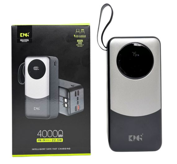 Power Bank 40000 mAh 22,5W QC потужний з кабелями KPG-402X зарядка зовнішній акумулятор павербанк швидка зарядка