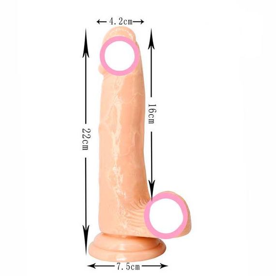 Реалістичний гнутий фаллос на присоску — 22x16x4.2 см — Тілесний | Зображення 1