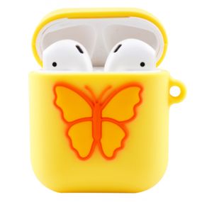 Чохол для AirPods силіконовий з метеликом жовтий QM-77